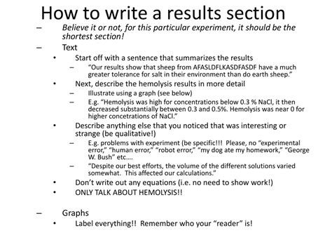 How to Write a Results Section .